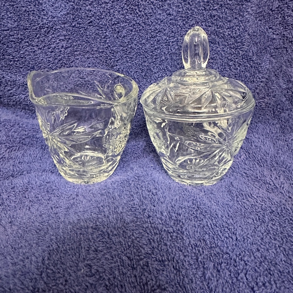 Anchor Hocking Clear Glass Sugar and Creamer Set